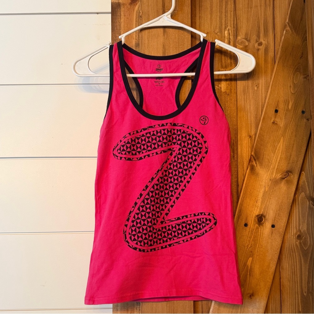 Zumba Fitness Pink Tank Top with Black Trim